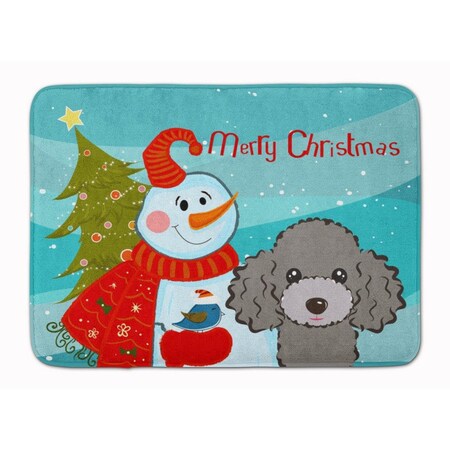 Carolines Treasures Snowman with Silver and Grey Poodle Machine Washable Memory Foam Mat BB1879RUG